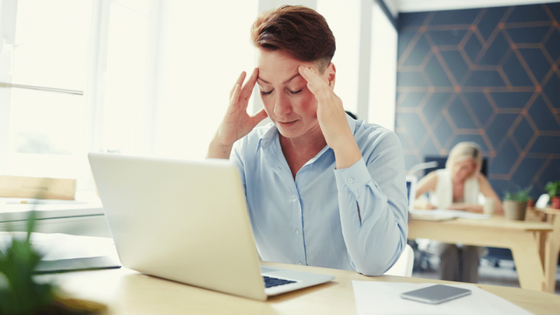 Woman who can't concentrate at computer